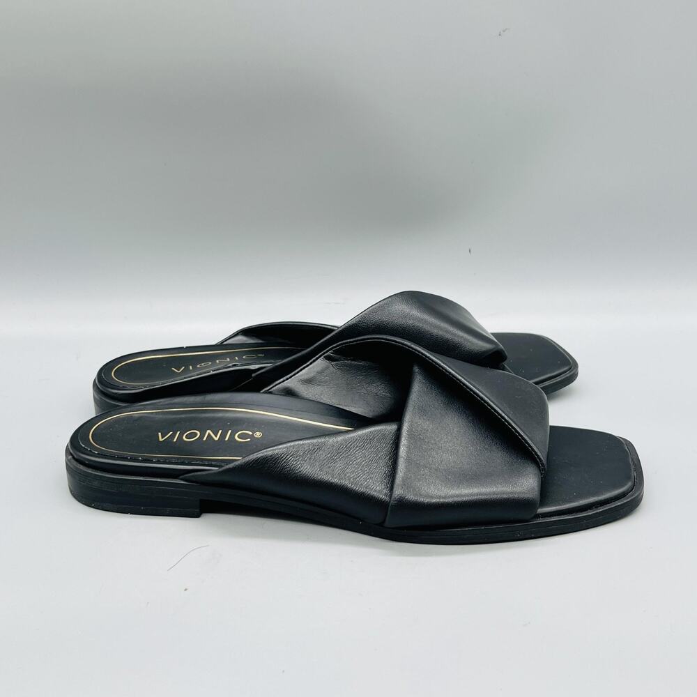 Vionic Black Crisscross Slide Sandals